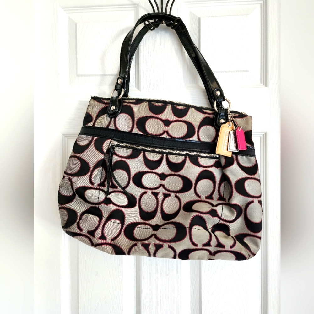 Authentic Coach Purse Black, Gray, Pink - Picture 2 of 15